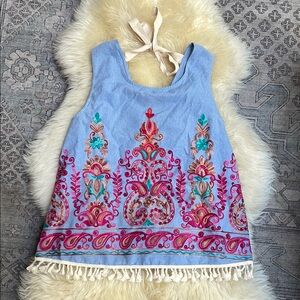 Entro | blue embroidered top | M